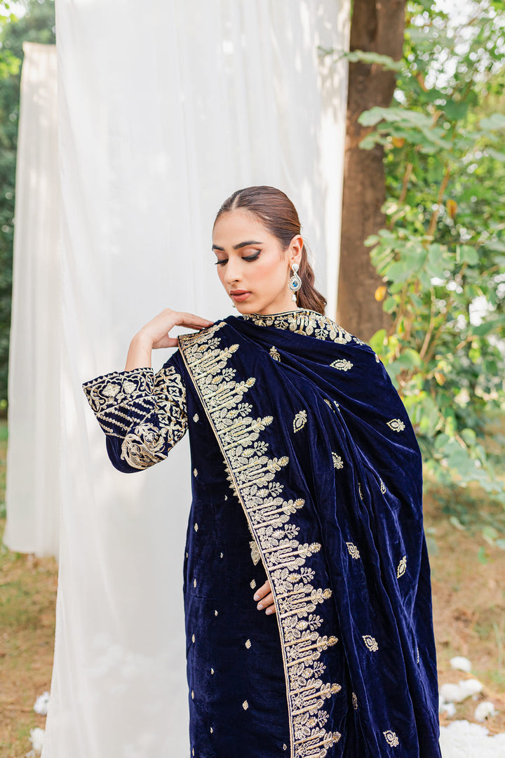 3PC VELVET EMBORIDED SHIRT AND TROUSER EMBORIDED DUPATA ORGANZA 870-Al