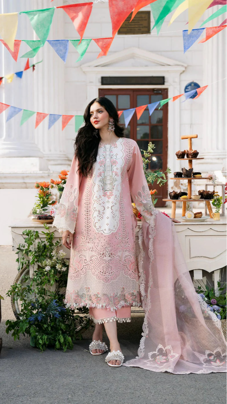 LAWN 3PC EMBROIDERED SHIRT PLAIN TROUSER (D-PATCH ) ORGANZA EMBORIDED DUPATA D-1076