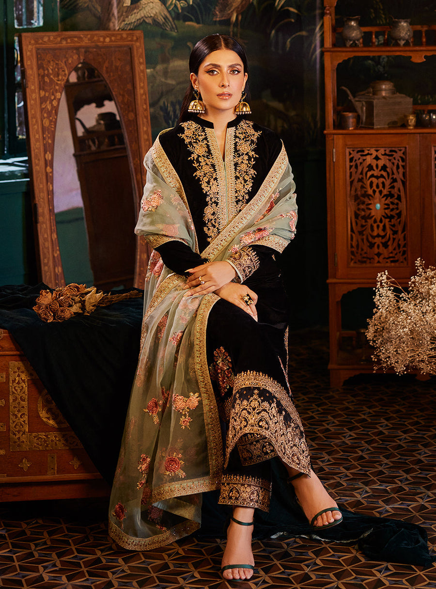 3PC VELVET EMBORIDED SHIRT AND TROUSER PRINTED EMBORIDED ORGANZA DUPATA 1278-AL