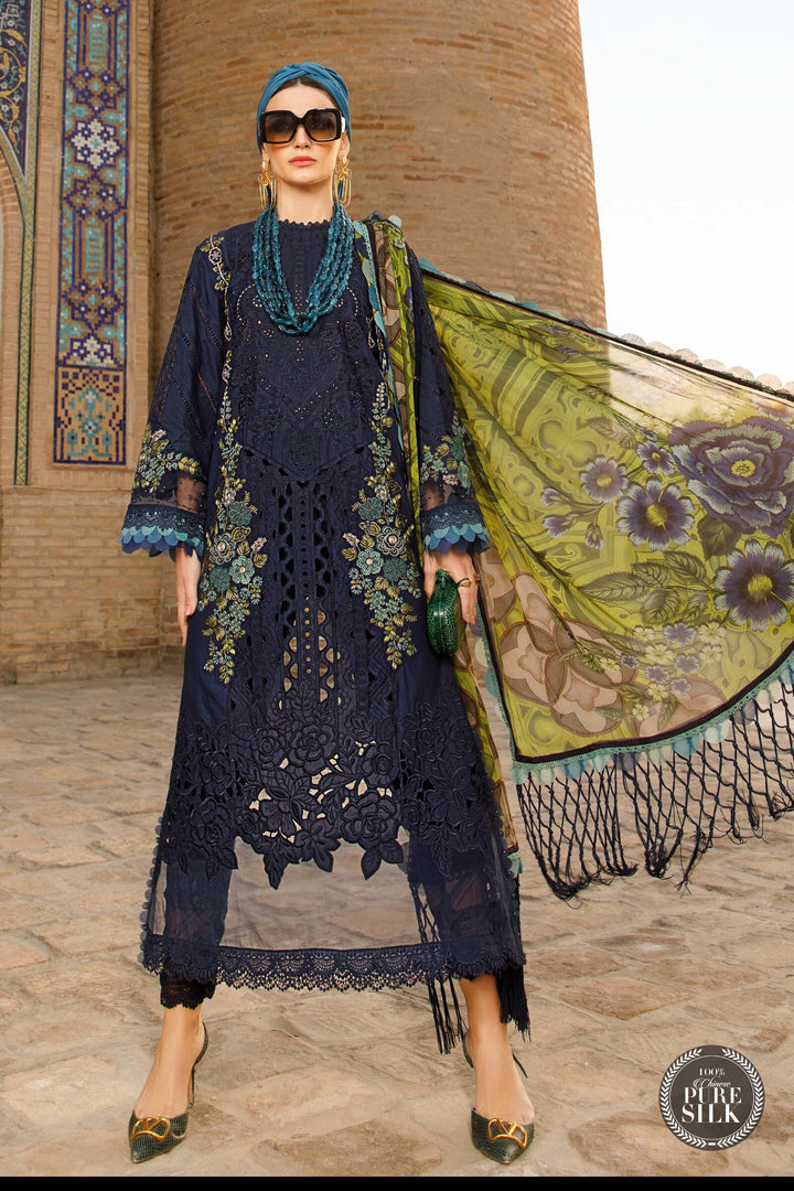 3PC DANAK CHIKENKARI EMBROIDERED SHIRT PLAIN TROUSER (DAMAN-PATCH) PRINTED WOOLEN SHAWL D-2010