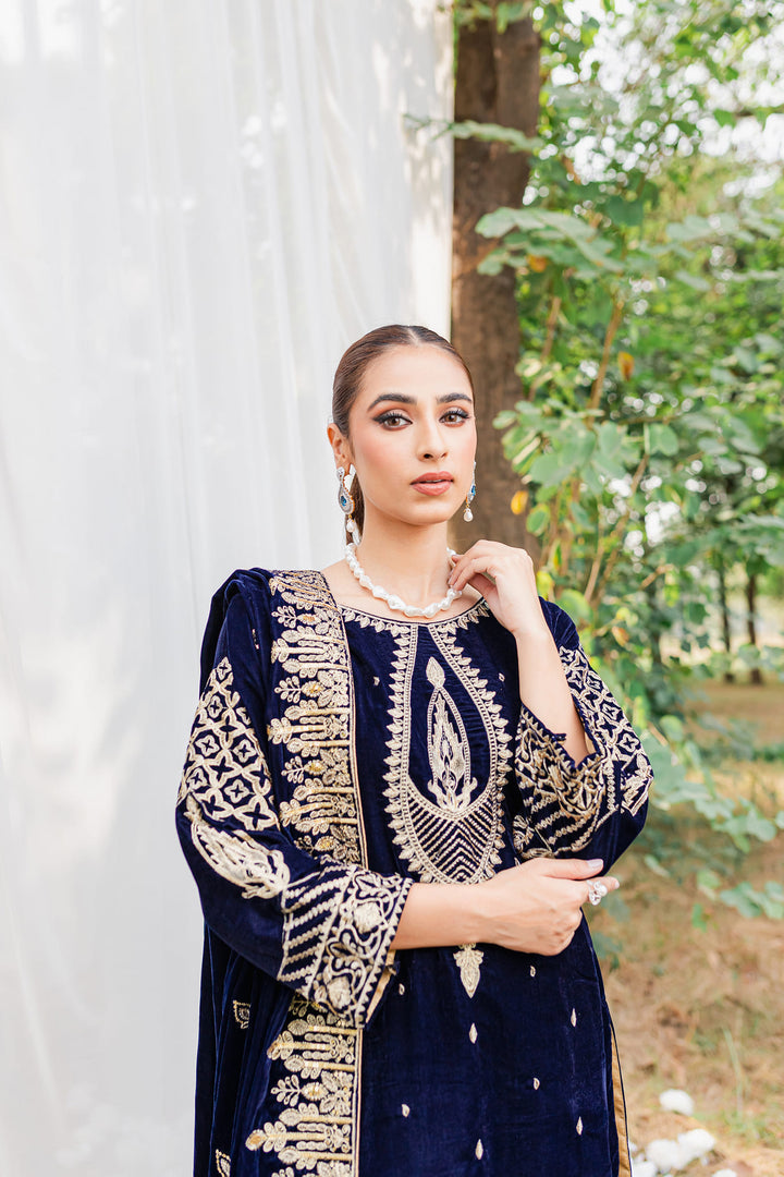 3PC VELVET EMBORIDED SHIRT AND TROUSER EMBORIDED DUPATA ORGANZA 870-Al