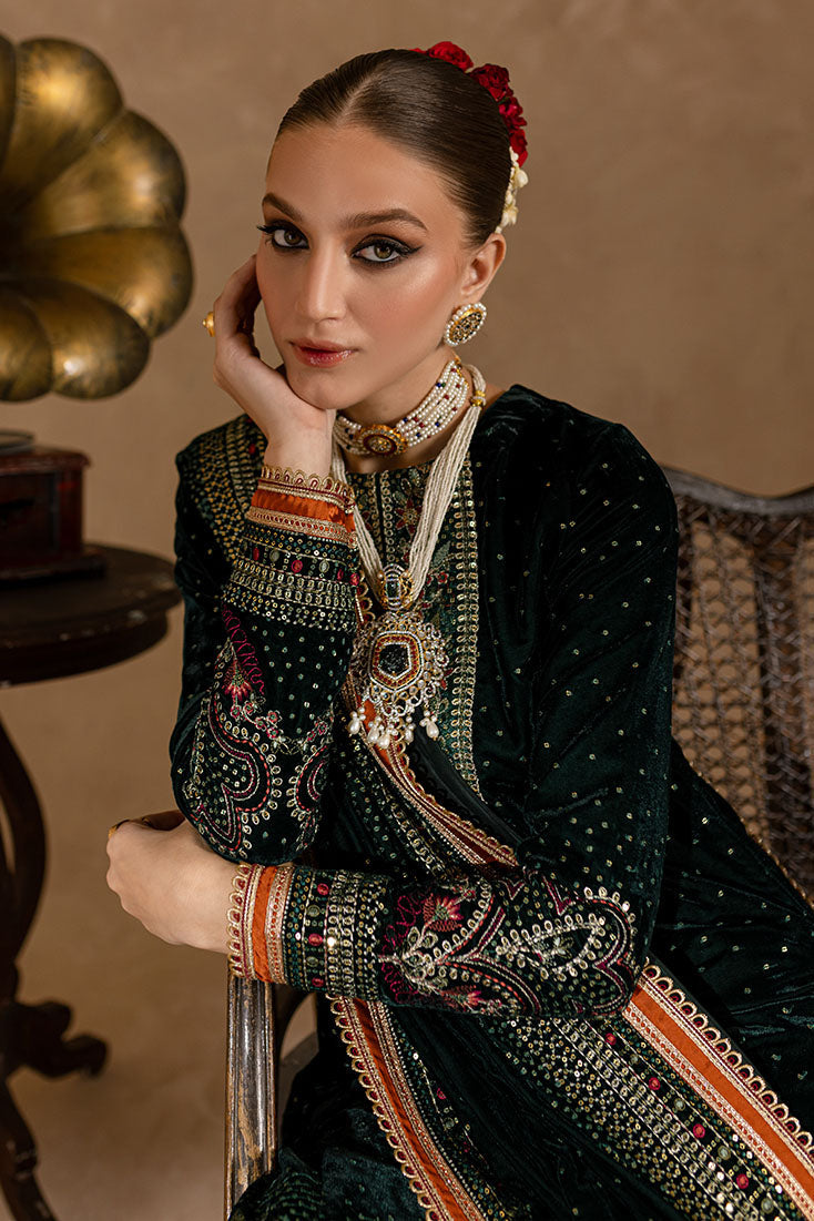 3PC VELVET EMBORIDED SHIRT AND TROUSER EMBORIDED ORGANZA DUPATA 1211-AL