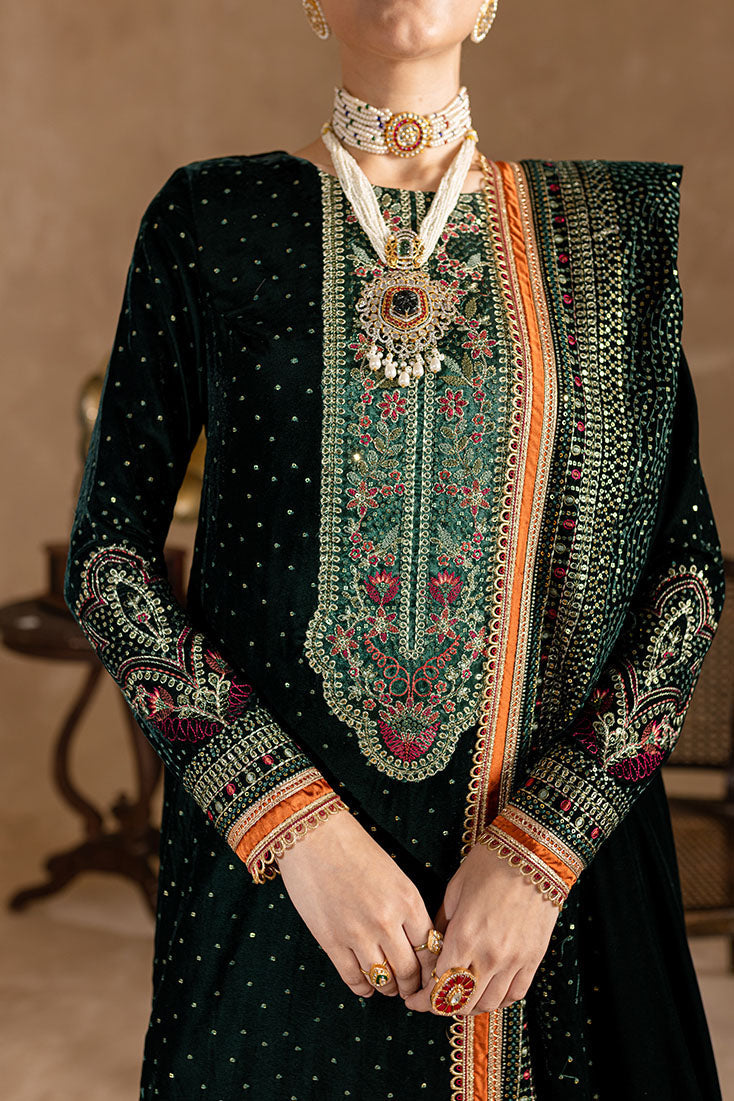 3PC VELVET EMBORIDED SHIRT AND TROUSER EMBORIDED ORGANZA DUPATA 1211-AL