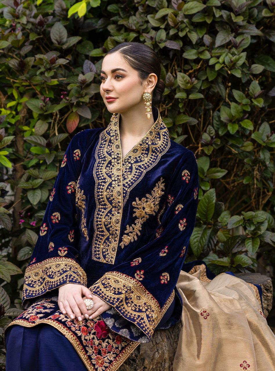 3PC VELVET EMBORIDED SHIRT AND TROUSER PRINTED EMBORIDED ORGANZA DUPATA 1110-AL
