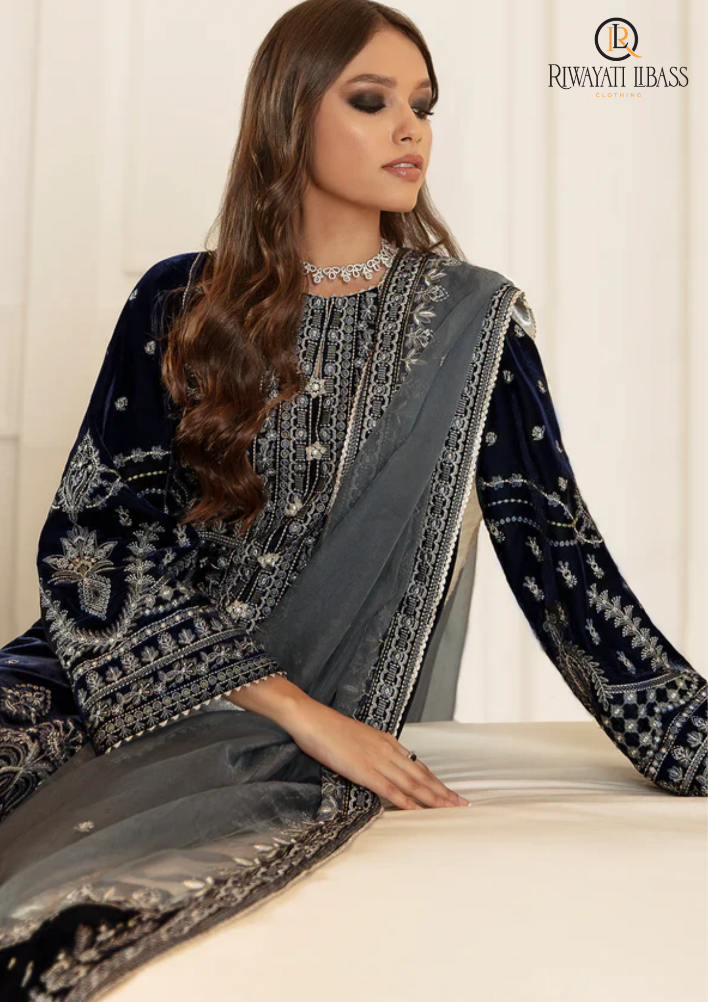 3PC VELVET EMBORIDED SHIRT AND TROUSER EMBORIDED ORGANZA DUPATA PALU EMBORIDED 6251-AL