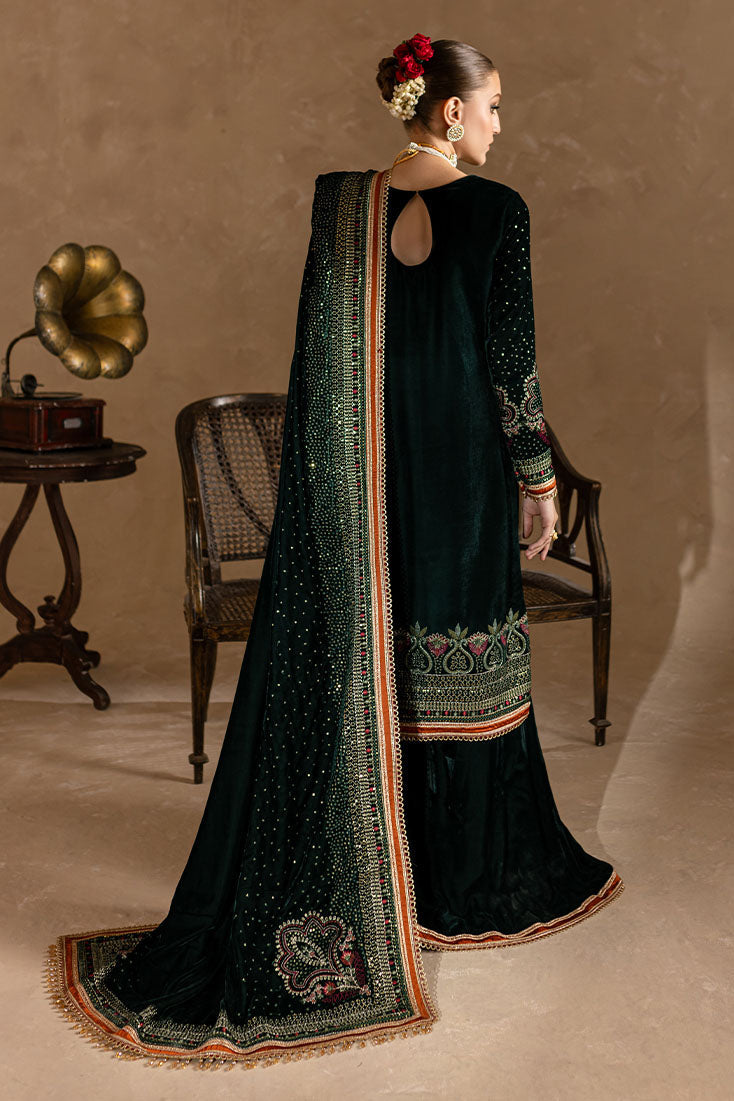 3PC VELVET EMBORIDED SHIRT AND TROUSER EMBORIDED ORGANZA DUPATA 1211-AL