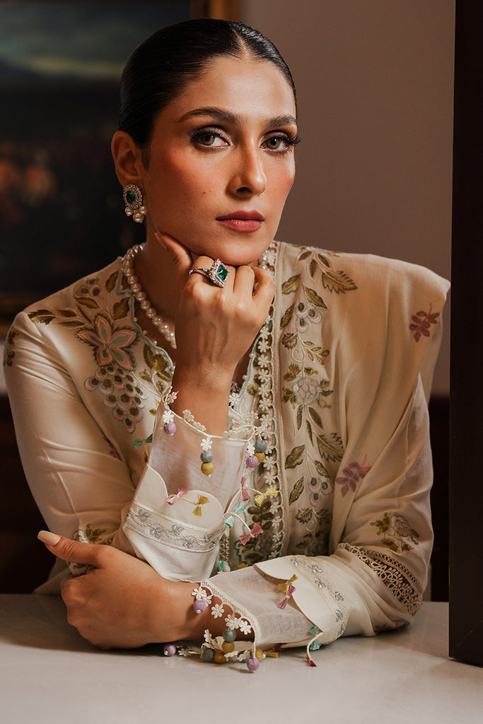 3PC DANAK EMBORIDED SHIRT EMORIDED DANAK SHAWAL (DAMAN AND TROUSER LACE) PLAIN FABRIC TROUSER 2058-AL