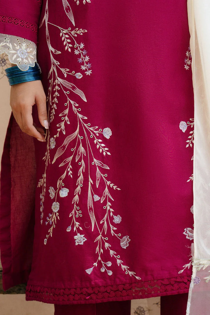 3PC DANAK EMBROIDERED SHIRT PLAIN TROUSER (DAMAN AND SLEEVES PATCHES) DANAK EMBORIDED SHAWL D-1022