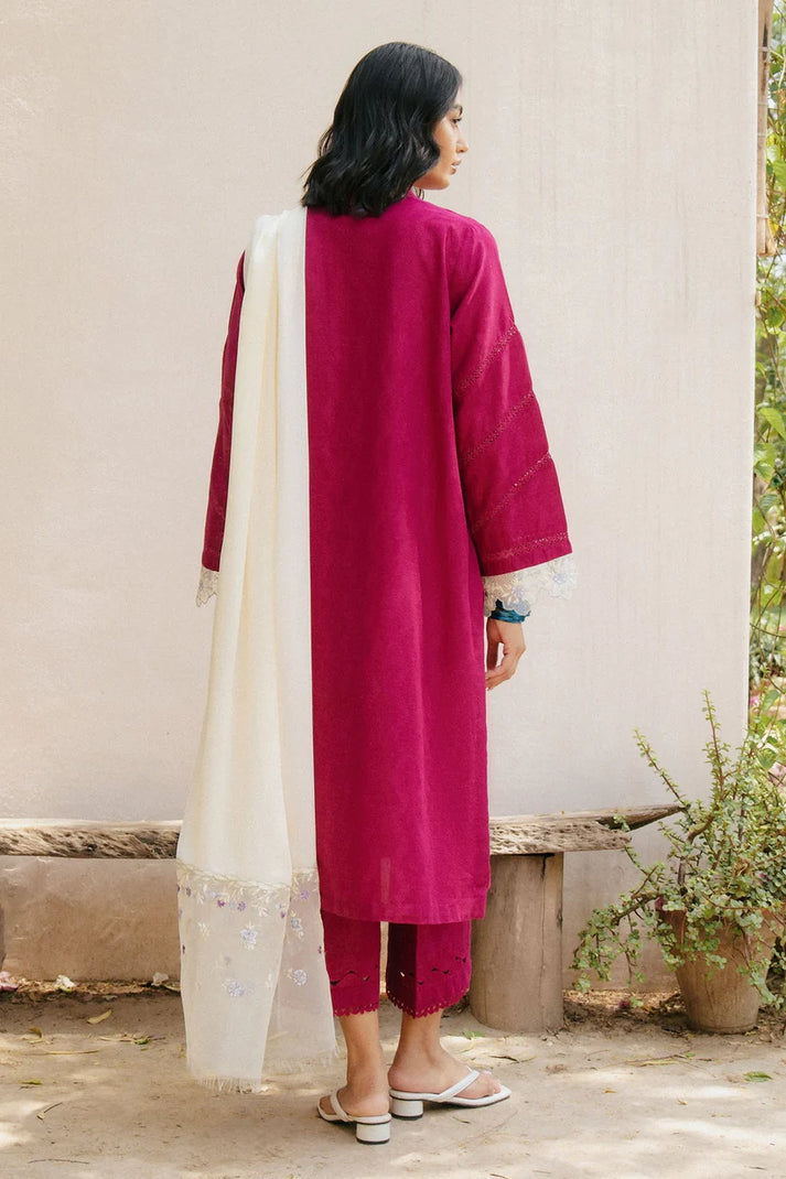 3PC DANAK EMBROIDERED SHIRT PLAIN TROUSER (DAMAN AND SLEEVES PATCHES) DANAK EMBORIDED SHAWL D-1022