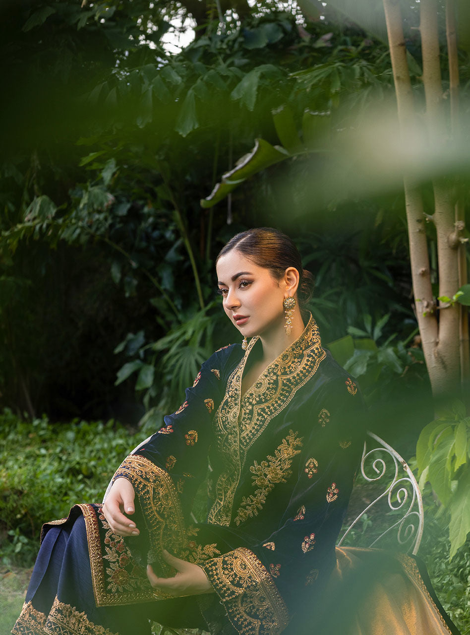 3PC VELVET EMBORIDED SHIRT AND TROUSER PRINTED EMBORIDED ORGANZA DUPATA 1110-AL