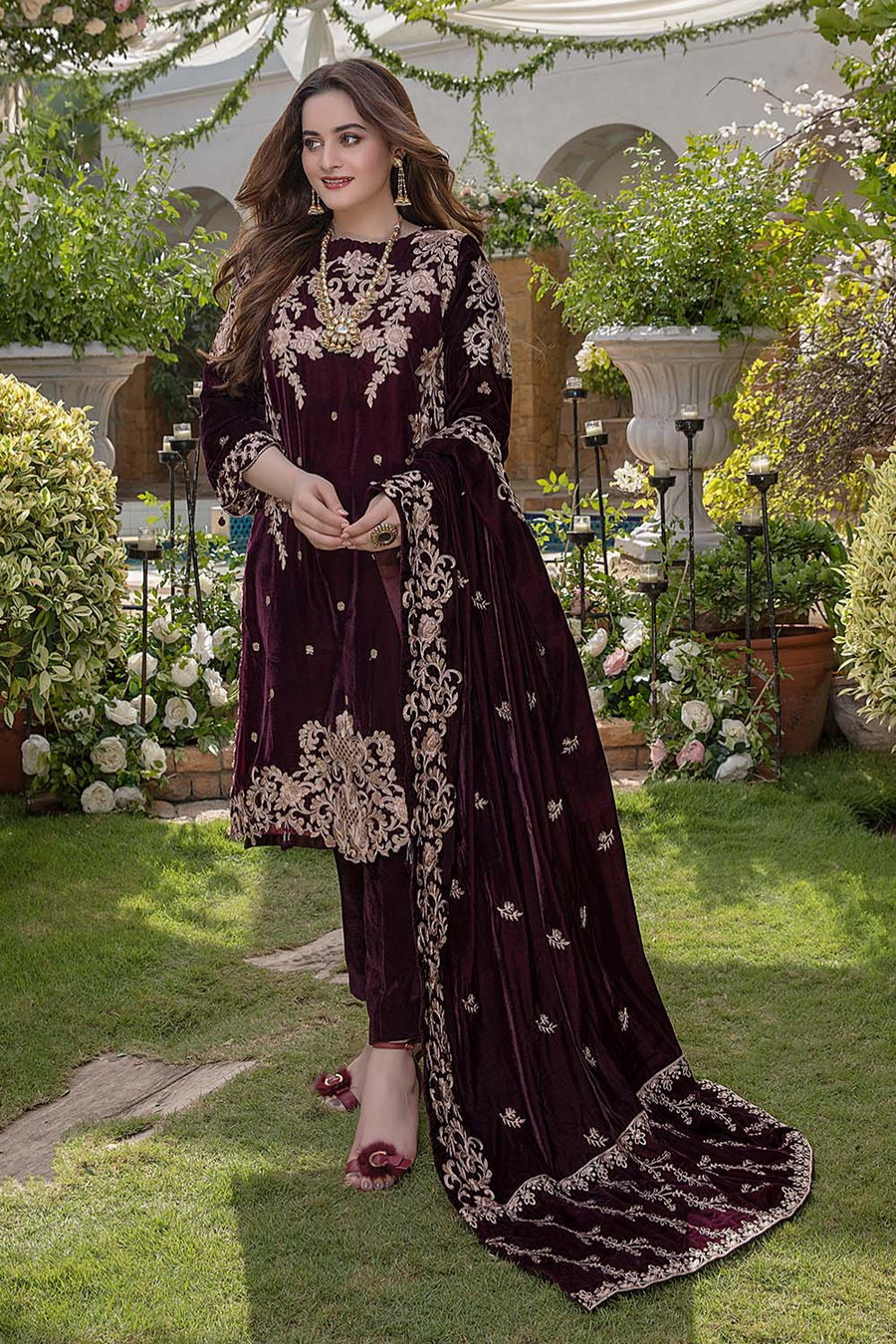 3PC VELVET SHIRT EMBORIDED VELVET TROUSER VELVET EMBORIDED DUPATA 778Al