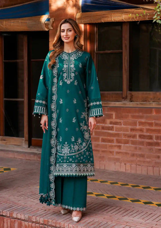 3PC DANAK EMBROIDERED SHIRT PLAIN TROUSER (DAMAN-PATCH) DANAK EMBORIDED SHAWL D-1079
