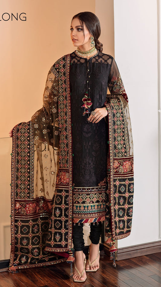 3 Piece Unstitched Heavy Embroidered Lawn Suit With Full Embroidered Organza Dupatta
