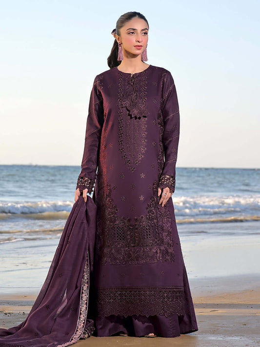 3PC DANAK EMBROIDERED SHIRT PLAIN TROUSER (DAMAN-PATCH) DANAK EMBORIDED SHAWL D-1080