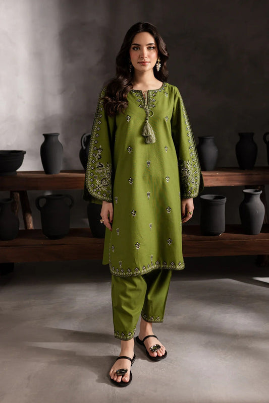 2PC LAWN EMBORIDED SHIRT PLAIN TROUSER 739-A