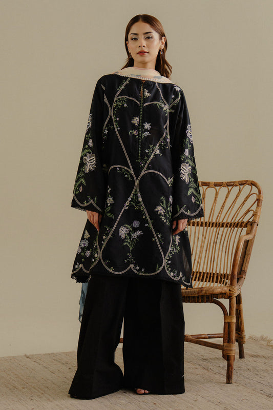 3PC DANAK EMBROIDERED SHIRT PLAIN TROUSER (DAMAN -PATCHES) PRINTED WOOLEN SHAWL D-1073