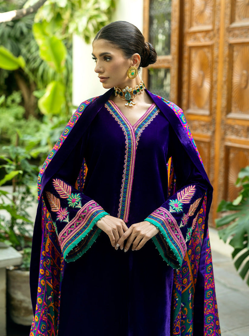 3PC VELVET EMBORIDED SHIRT AND TROUSER PRINTED EMBORIDED DUPATA 12000-AL