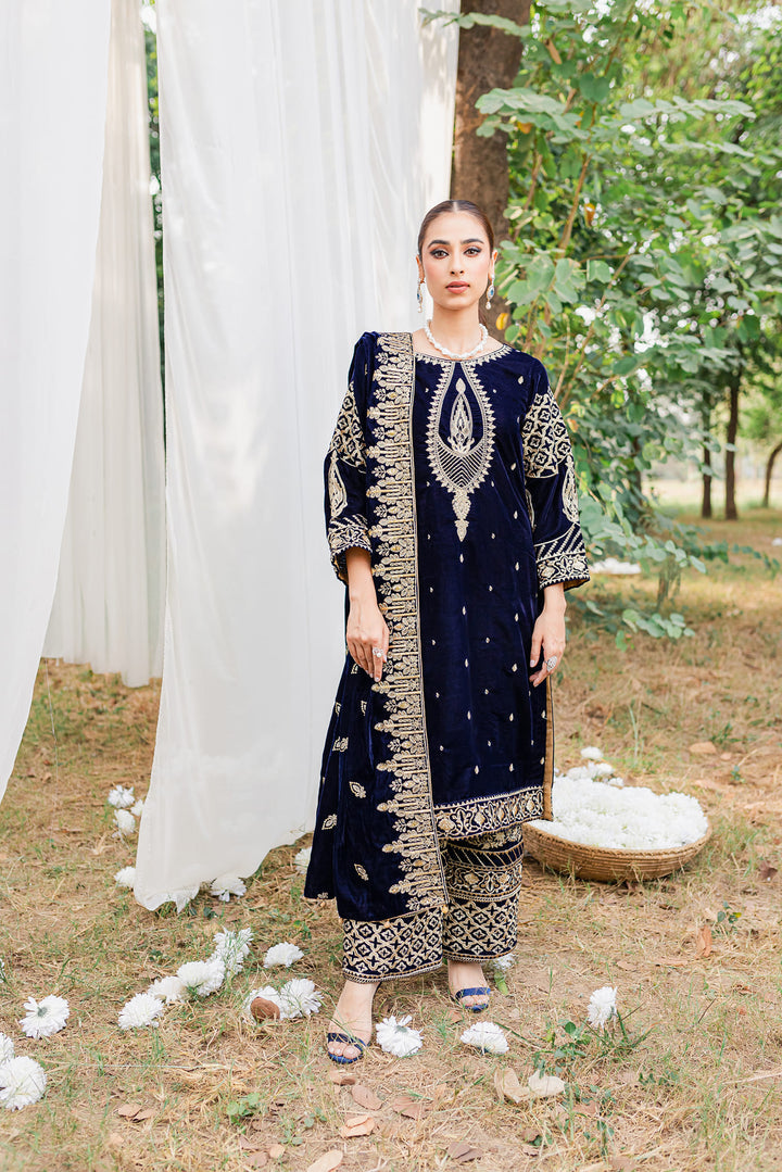 3PC VELVET EMBORIDED SHIRT AND TROUSER EMBORIDED DUPATA ORGANZA 870-Al
