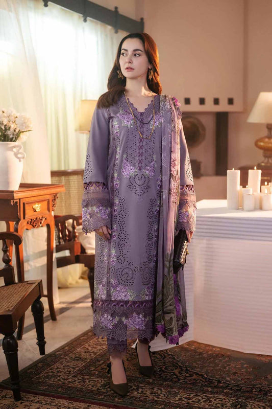 3PC DANAK CHIKENKARI EMBROIDERED SHIRT PLAIN TROUSER (DAMAN-PATCH) PRINTED WOOLEN SHAWL D-2009