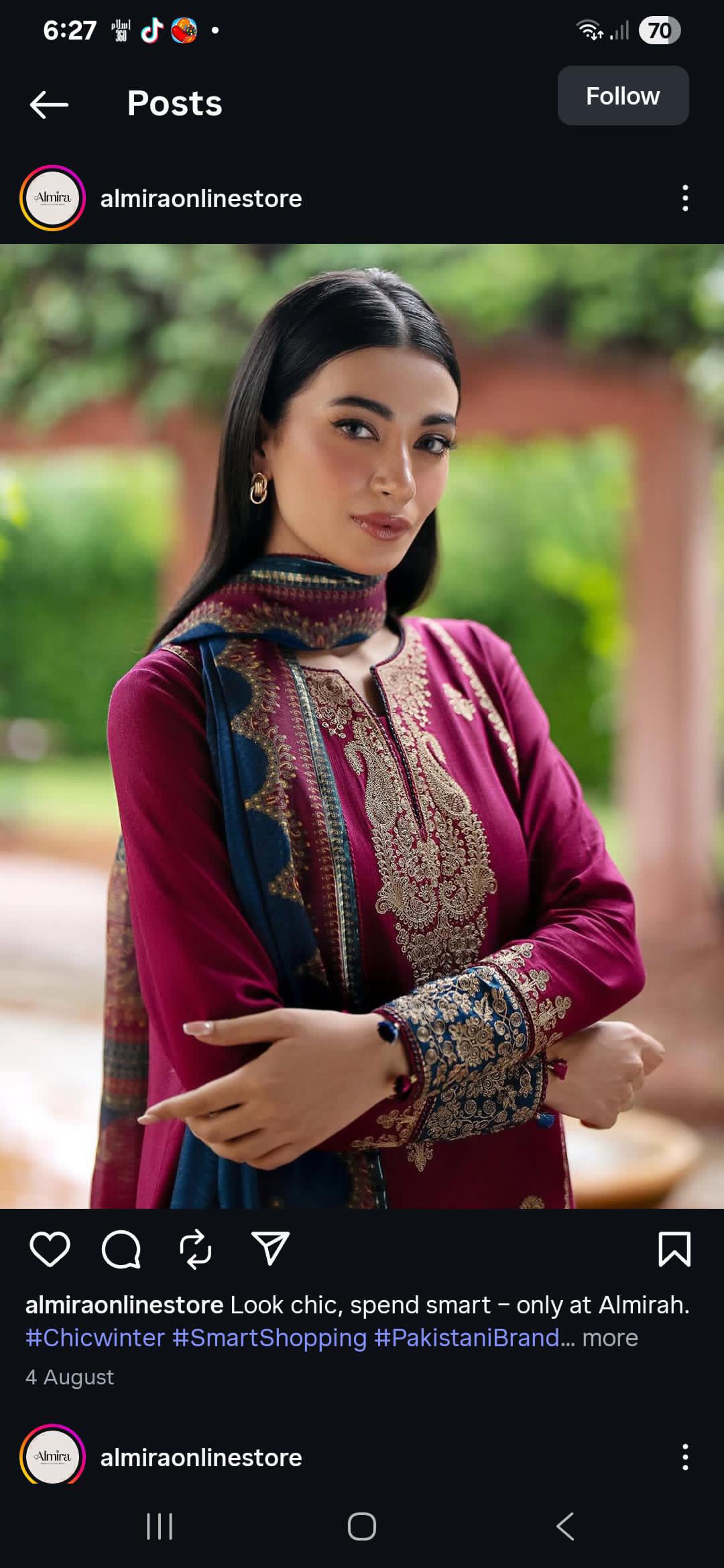3PC DANAK DRESS EMBORIDED SHIRT PRINTED WOOL SHAWAL AND PLAIN TROUSER 736-AL