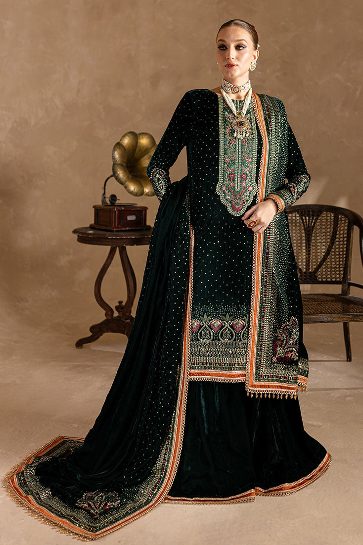 3PC VELVET EMBORIDED SHIRT AND TROUSER EMBORIDED ORGANZA DUPATA 1211-AL