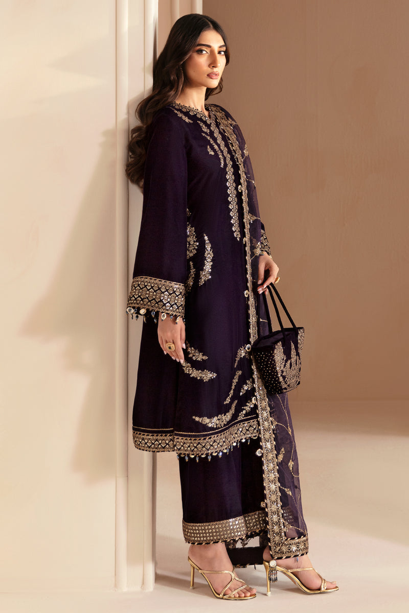 3PC VELVET EMBORIDED SHIRT AND TROUSER EMBORIDED ORGANZA DUPATA 1211-AL