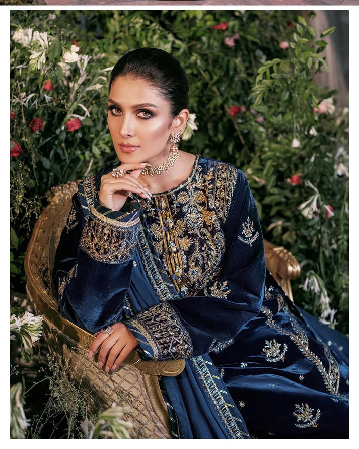 3PC VELVET EMBORIDED SHIRT AND TROUSER EMBORIDED ORGANZA DUPATA 1213-AL