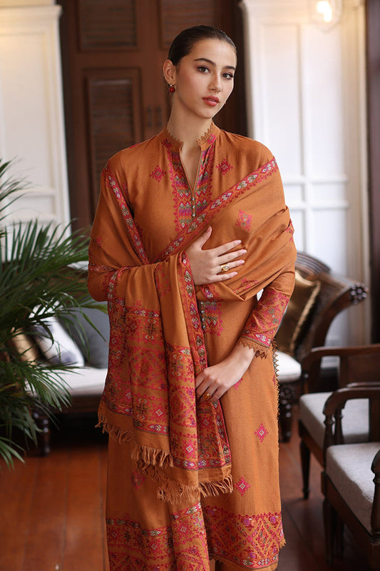 3PC DANAK EMBROIDERED SHIRT PLAIN TROUSER (DAMAN-PATCH) DANAK EMBORIDED SHAWL D-1077