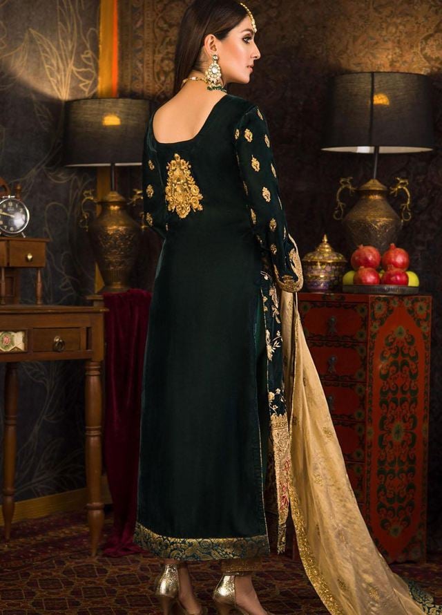 3PC VELVET EMBORIDED SHIRT AND TROUSER EMBORIDED FENCE DUPATA 1219-AL