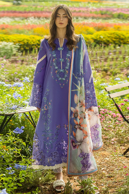 3PC DANAK EMBROIDERED SHIRT PLAIN TROUSER (DAMAN-PATCH) DANAK EMBORIDED SHAWL D-1078