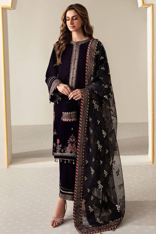 3PC VELVET EMBORIDED SHIRT AND TROUSER EMBORIDED ORGANZA DUPATA 1215-AL