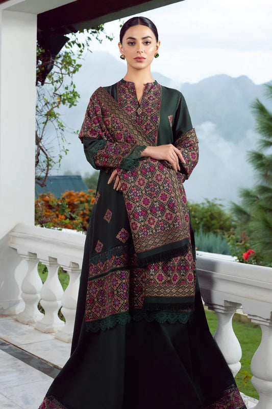 3PC DANAK EMBROIDERED SHIRT PLAIN TROUSER (DAMAN-PATCH) DANAK EMBORIDED SHAWL D-1099