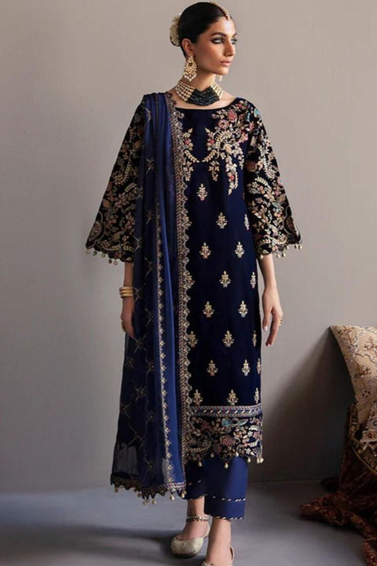 3PC VELVET EMBORIDED SHIRT AND TROUSER EMBORIDED ORGANZA DUPATA 1210-AL