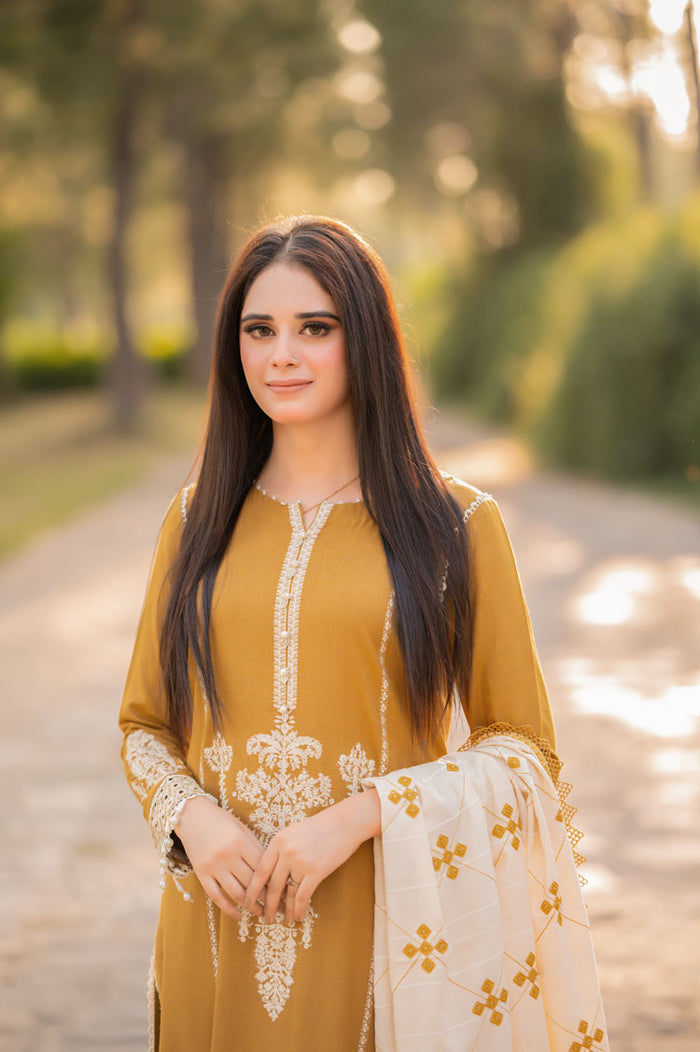 3PC DANAK EMBORIDED SHIRT (DAMAN-PATCH) DANAK EMBORIDED SHAWL PLAIN TROUSER 083-AL