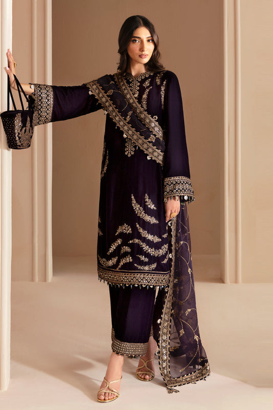 3PC VELVET EMBORIDED SHIRT AND TROUSER EMBORIDED ORGANZA DUPATA 1211-AL
