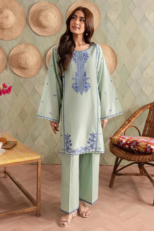 2PC LAWN EMBORIDED SHIRT PLAIN TROUSER 736-A