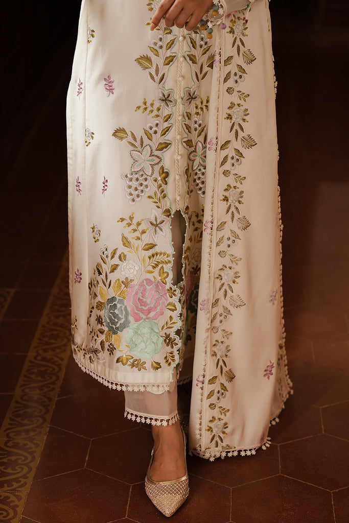 3PC DANAK EMBORIDED SHIRT EMORIDED DANAK SHAWAL (DAMAN AND TROUSER LACE) PLAIN FABRIC TROUSER 2058-AL