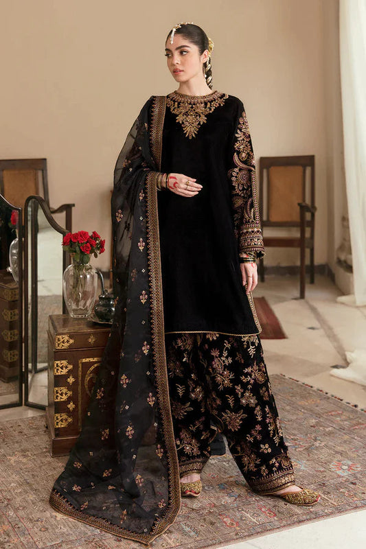 3PC VELVET EMBORIDED SHIRT SLEEVES -dupata ORGANZA -EMBORIDED TROUSER-763-IN