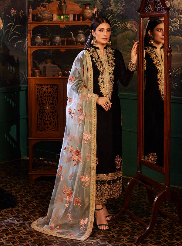3PC VELVET EMBORIDED SHIRT AND TROUSER PRINTED EMBORIDED ORGANZA DUPATA 1278-AL
