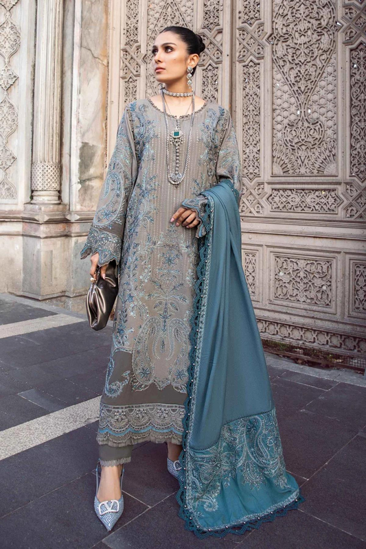 3PC DANAK SEQUENCE EMBROIDERED SHIRT PLAIN TROUSER (DAMAN-PATCH) DANAK EMBORIDED SHAWL D-2662