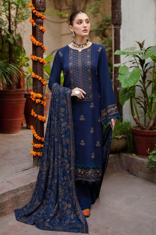 3PC DANAK EMBROIDERED SHIRT PLAIN TROUSER (DAMAN-PATCH) DANAK EMBORIDED SHAWL D-1077