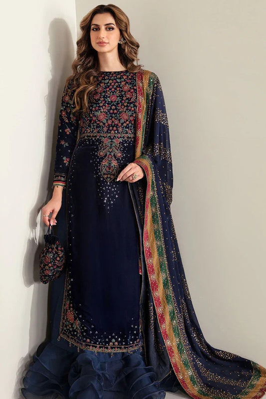 3PC VELVET SHIRT EMBORIDED VELVET TROUSER ORGANZA EMBORIDED DUPATA 739-AL