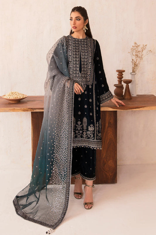3PC VELVET EMBORIDED SHIRT AND TROUSER EMBORIDED ORGANZA DUPATA 1211-AL