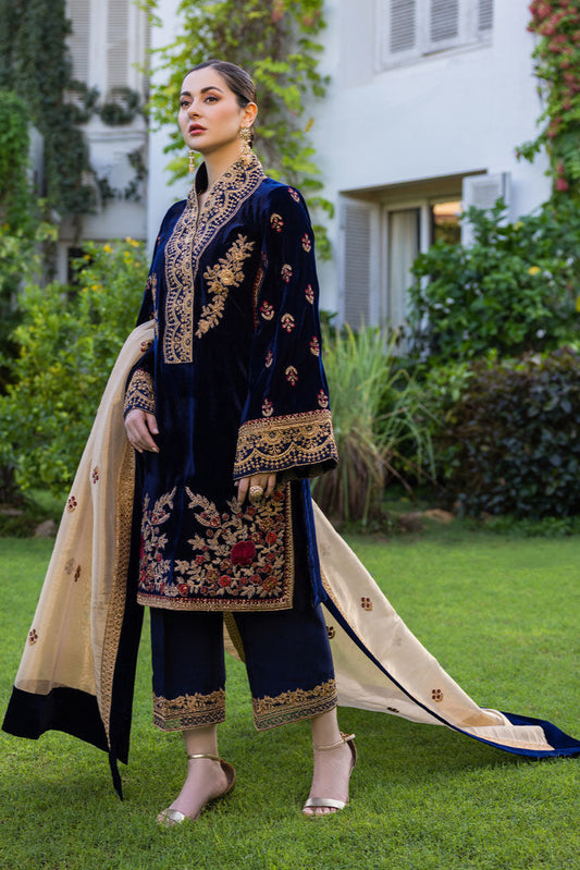 3PC VELVET EMBORIDED SHIRT AND TROUSER PRINTED EMBORIDED ORGANZA DUPATA 1110-AL