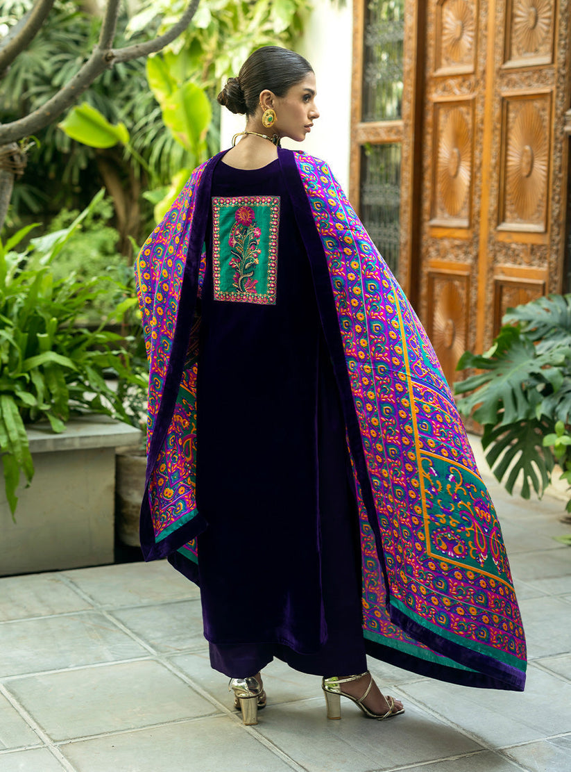 3PC VELVET EMBORIDED SHIRT AND TROUSER PRINTED EMBORIDED DUPATA 12000-AL