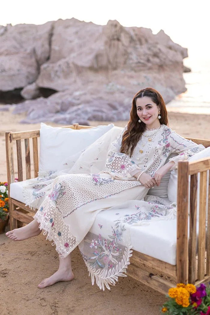 LAWN 3PC OFF WHITE LUXURY LAWN CHIKANKARI EMBROIDERY DRESS D-1082